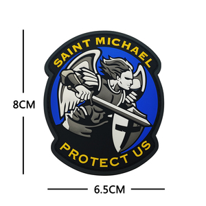 Saint Michael bảo vệ chúng tôi màu sắc bền hiệp sĩ chéo PVC cao su bền góc lớn vá dính trên túi mũ đính - Product Image 6