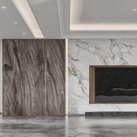 Meuble TV en métal LED moderne doré pour appartement, en bois d'ingénierie contemporain brun foncé