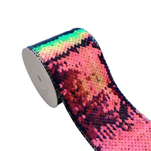 75MM New High Quality Regenbogen Farbe Pailletten Material Band Stoff für Tasche Kleid/Herstellung von Schleifen