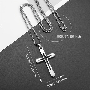 Toptan yeni kişilik Hip Hop Punk paslanmaz çelik erkekler ceauuorta çapraz Hollow haç kolye - Product Image 3