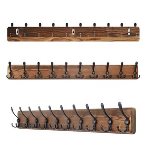 Wooden <b>Wall</b> Mounted Coat Rack With Hooks Rectangle Shape Home Entryway <b>Storage</b> Rack <b>Hanging</b> Key Organizer - Product Image 5