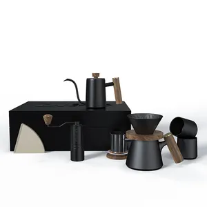 DHPO Coffee Gift Set macinacaffè in ceramica filtro gocciolatore bollitore Kit regalo da viaggio strumenti Barista Set caffettiera Espresso