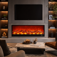 Chimenea Eléctrica con Inserto LCD de Tamaño Personalizado, con Llama LED, Construcción Metálica, para Uso en Hoteles y Hogares, Operación en Inglés