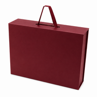Boîte cadeau pliante de luxe bordeaux magnétique avec poignée, emballage rigide en papier personnalisé avec logo pour faveurs de mariage, cosmétiques, bijoux