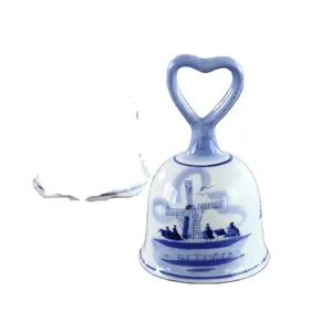 Hot sale Delft blue hand painted ceramic dinner bell home dec