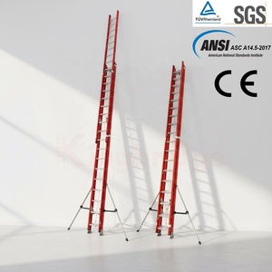 Échelle télescopique industrielle en fibre de verre <span class=keywords><strong>isolée</strong></span> non conductrice KINGBRIDGE FRP 3*18 marches, conforme aux normes EN131, EN61478 et ANSI-ASC 14.5 - Product Image 1