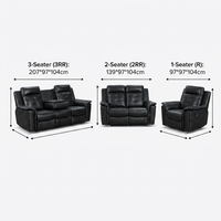 Kunstleder Modernes Umweltfreundliches 3+2+1-Sitzer Set Manuell Verstellbares Relaxsofa mit Ausklappbarem Tisch für Wohnzimmer