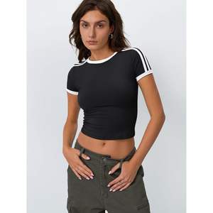 Trendy <b>Y2K</b> Fashion <b>Crop</b> <b>Tops</b> for Women Queen's Summer Basics Tees with Cute Short Sleeves for Going Out or Yoga - Product Image 3