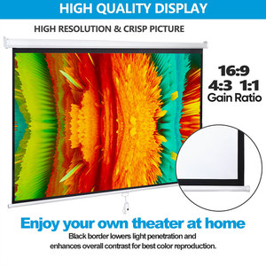 60 70 80 84 96 pulgadas 1:1 Pantalla de proyector manual extraíble para cine en casa - Product Image 4