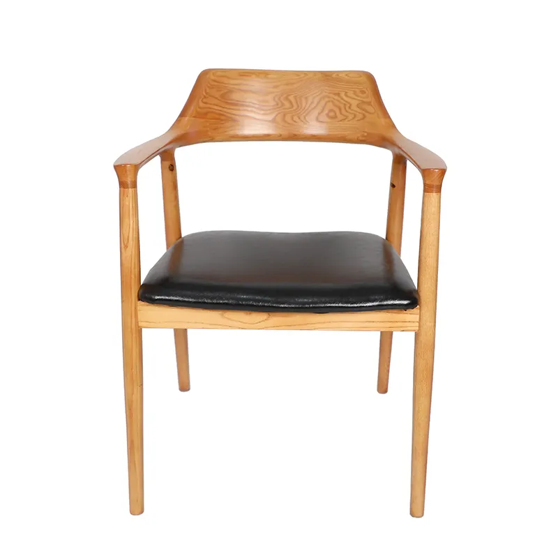 Kursi makan kayu polos kualitas tinggi kursi makan kayu abu putih dengan kursi kulit kain