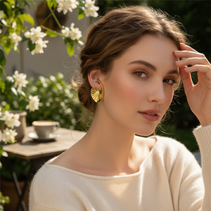 MINDORO Pendientes de Botón Vintage de Acero Inoxidable de 22 mm Chapados en Oro de 18K para Mujer, Hipoalergénicos, Regalo Perfecto - Product Image 2