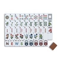 Jeu de tuiles de Mahjong américain de luxe en acrylique cristallin avec motif caramel chocolat, chiffres chinois, Joker et ours gravé, pour la maison et les cadeaux