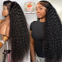 Perruque Lace Front Brésilienne de Haute Qualité 100% Cheveux Naturels pour Femme, Densité HD 250, 13x4, 32 Pouces, Ondulation Profonde, Sans Colle, Vente en Gros