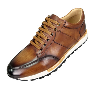 Men Genuine Leather <b>Round</b> <b>Toe</b> Walking Shoes Breathable Low <b>Heel</b> Cow Leather Solid Color Casual Outdoor Wear - Product Image 5