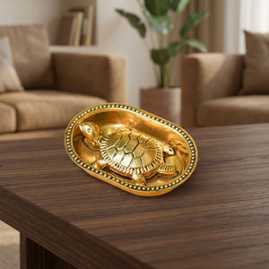 Bandeja Decorativa de Tortuga de Latón Chapado en Oro de Lujo, Hecha a Mano y Pulida, Regalo Coleccionable para Decoración del Hogar, Oficina o Espacios Espirituales - Product Image 1