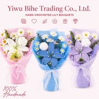 BH Handgefertigter Häkel-Lilien-Rosen-Blumenstrauß Künstliche Blumen Geburtstagsgeschenk Heimdekoration Großhandel