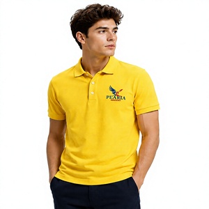 Camisa Amarilla de Manga Corta para Hombre, con Cuello, para Golf, Tenis, Uniforme Casual, 100% Poliéster, Secado Rápido, Logotipo Frontal - Product Image 1
