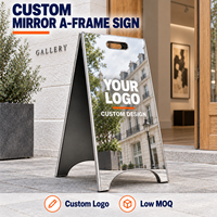 Panneau publicitaire pliable en acier inoxydable en forme de A, impression personnalisée, double face, sur pied, pour trottoir