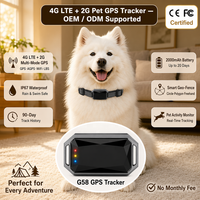 Traceur GPS pour animaux de compagnie G58 avec GLONASS et LBS, étanche IP67, en plastique, suivi en temps réel, affichage de la trajectoire et géolocalisation