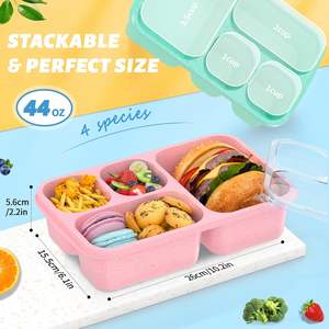 Large Capacity Bento <b>Box</b> for Adults <b>Stackable</b> <b>Lunch</b> <b>Box</b> with 4 Compartments Microwave & Dishwasher Safe Reusable Meal Prep - Product Image 3