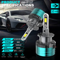 Ampoules de voiture D90 80W 8000LM 6500K D1 D2 D3 D5 IP68 Tube en cuivre U 4575 15 puces Canbus Installation facile 12V Phare LED