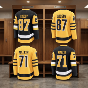 Maillot de hockey sur glace des Penguins de Pittsburgh # 87 Crosby # 71 Malkin Vêtements respirants sublimés à manches longues pour hommes, taille plus, pour adultes - Product Image 3