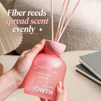 Diffuseur d'ambiance esthétique Ins, bouteille rose et blanche mate, couvercle en forme de boule, bâtonnets en fibres naturelles, parfum personnalisé pour cadeau de pendaison de crémaillère
