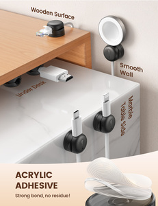 Clips de gestion de câbles universels Lamicall STRK06, support de cordon rotatif, organisateur de câbles à ressort, montage adhésif de bureau pour la charge - Product Image 3