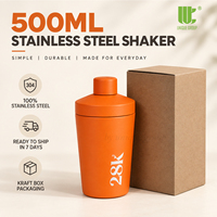 Bouteille shaker isotherme de 500 ml en acier inoxydable de qualité supérieure, anti-fuite, à large ouverture, pour poudre de collagène et de nutriments verts
