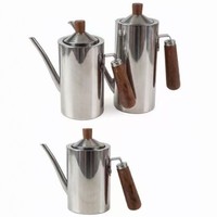 Cafetière à filtre manuelle en acier inoxydable avec poignée en bois, équipement à café pour la maison, acier inoxydable 304