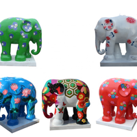 Escultura de Estatua de fibra de vidrio de resina de elefante Animal de fibra de vidrio paisaje colorido personalizado para exteriores grande para centro comercial o parque
