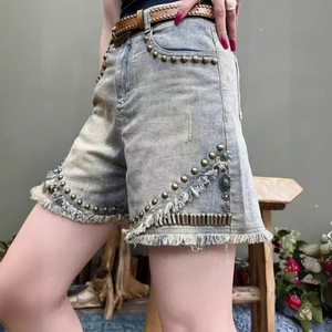 Hong <b>Kong</b> Retro Style Denim Shorts for Women New <b>Large</b> Size High Breathable Five-Point Pants Loose Slimming Wide-leg Design - Product Image 5