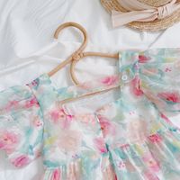 2024 nouveau design automne à la mode manches bouffantes bébé filles fleur imprimé robe de princesse