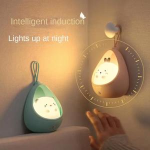 Night <b>Light</b> <b>with</b> <b>Sensor</b> Control Cute Animal Human Induction Lamp for Kids Bedroom USB Rechargeable Silicone <b>LED</b> Wall <b>Lights</b> - Product Image 4