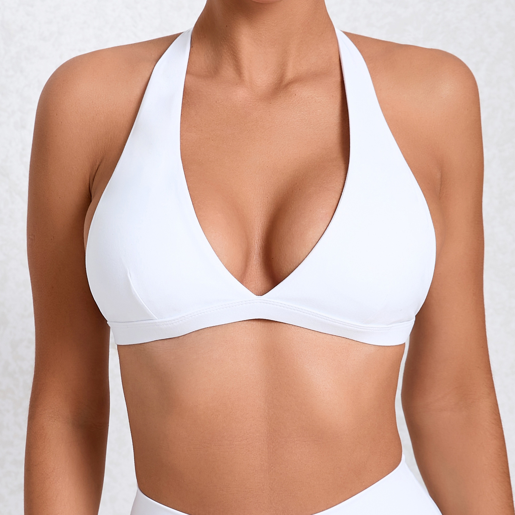 Support Custom Logo Women's Halter Neck Yoga Bra Nude Feel Tight Quick Dry Sports Bra Outdoor Running Backless Fitness Underwear