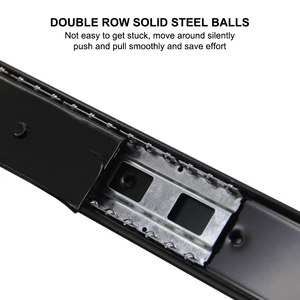 ตัวเลื่อนแบบเต็มด้านสำหรับตู้สีดำสำหรับงานหนักลูกปืนลูกปืนโลหะแบบซ่อนอยู่ใต้บันไดรางสไลด์แบบลิ้นชักปิดแบบนุ่ม - Product Image 3