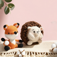 Dikiş dokuma oyuncaklar DIY tığ kiti hayvan tilki kirpi Bunny Combo Amigurumi tığ hayvanlar için bebek seti örgü zanaat
