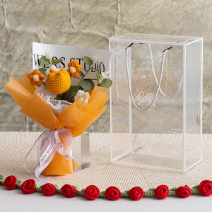 Ramo de Tulipanes y Rosas Tejidas a Crochet, Hechas a Mano, en Caja de Regalo para el Día de la Madre, Navidad, Decoración para el Hogar y Bodas - Product Image 3