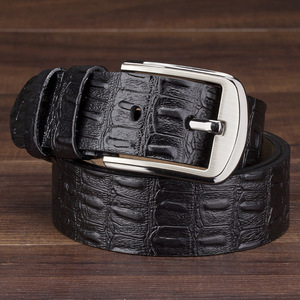 Cinturón ajustable de piel auténtica para hombre, hebilla de diseño de cocodrilo de latón macizo, ancho de 1,38 pulgadas, longitud de 47 pulgadas, moda KH - Product Image 2