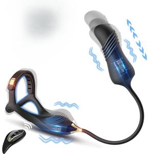 Fabrik-Großhandel Prostata-Massagegerät Kabellose Fernbedienung Stoßvibration Elektrischer Silikon-Penisring Analplug für Männer - Product Image 3