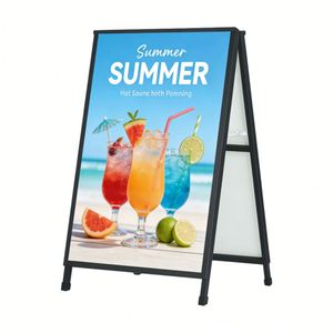 Letrero de acera portátil de metal con marco en A personalizado de 24x36 pulgadas, resistente, de doble cara, tipo sándwich, para publicidad - Product Image 1
