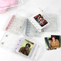 Carnet à spirales transparent A7 Macarons, planificateur à 6 anneaux avec 100 feuilles, couverture en PVC, reliure à feuilles mobiles, style mini