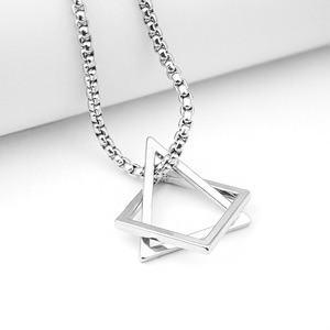 Kolye erkekler üçgen kolye kare geometrik kolye uzun kolye paslanmaz çelik geometrik üçgen kare kolye kolye - Product Image 2