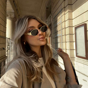Lunettes de soleil ovales unisexes haut de gamme <span class=keywords><strong>Arc</strong></span> de Triomphe, style européen et américain, protection UV400, monture intégrale en métal, pour activités de plein air - Product Image 2