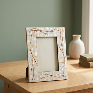 Elegant Wooden Photo <b>Frame</b> <b>with</b> Floral Design Classic Tabletop Display for Family Memories and Home Decor - Product Image 2