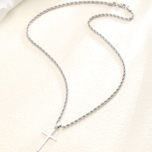 Colgante de Cruz de Acero Inoxidable, con Cadena de Cuerda, para Hombres y Mujeres, NS10058 - Product Image 4