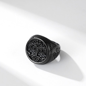 Nordic Celtic Tree Of Life <b>Titanium</b> Steel <b>Ring</b> For Men Steel Black Gift Jewelry - Product Image 4
