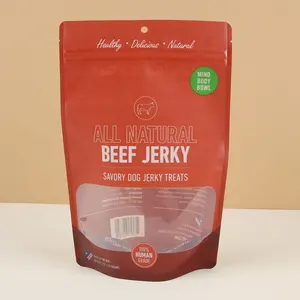 Bolsa de plástico con cremallera de grado alimenticio con impresión personalizada, bolsa de embalaje de carne de cerdo y carne seca, bolsa de pie