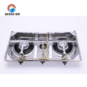 Estufa de Gas de Acero Inoxidable Besse de 3 Quemadores con Llama Azul e Ignición Piezoeléctrica para Uso Doméstico en la Cocina - Product Image 3