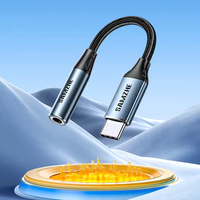 Adaptateur audio HiFi DAC de type C tressé noir SAMZHE 3,5 mm pour ordinateur portable, iPhone, iPad, enceintes de bureau et casques